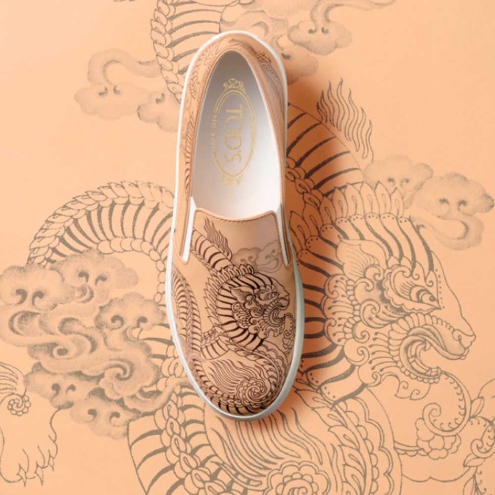 TOD’S X Saira Hunjan Tattoo Dragon Leather Inspired Sneakers Limited Edition